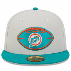 Miami Dolphins New Era 2024 Sideline Historic 59FIFTY Fitted Hat - Stone/Aqua outlet