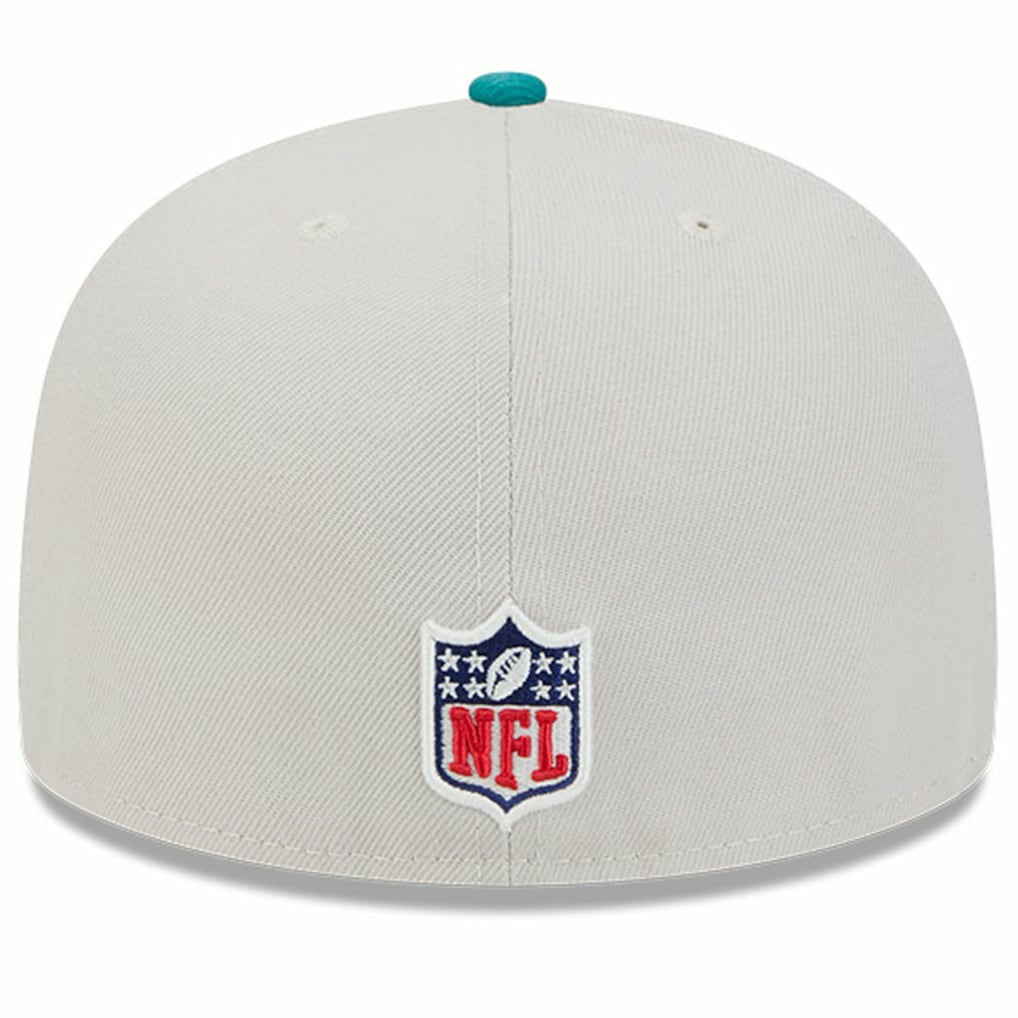 Miami Dolphins New Era 2024 Sideline Historic 59FIFTY Fitted Hat - Stone/Aqua outlet