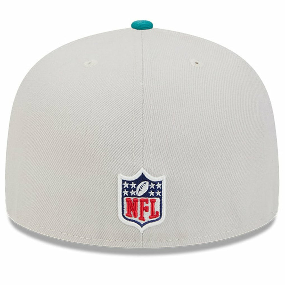 Miami Dolphins New Era 2024 Sideline Historic 59FIFTY Fitted Hat - Stone/Aqua outlet