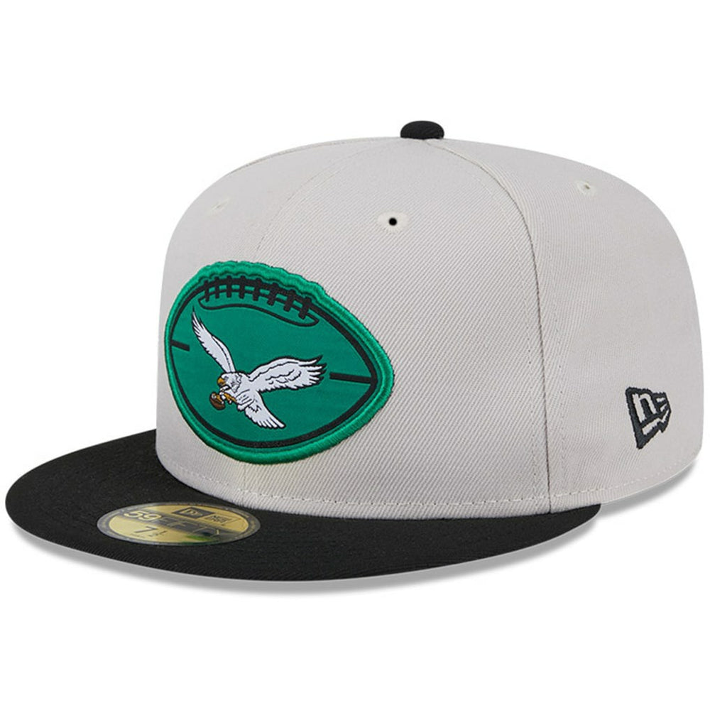 Philadelphia Eagles New Era 2024 Sideline Historic 59FIFTY Fitted Hat - Stone/Black on sale