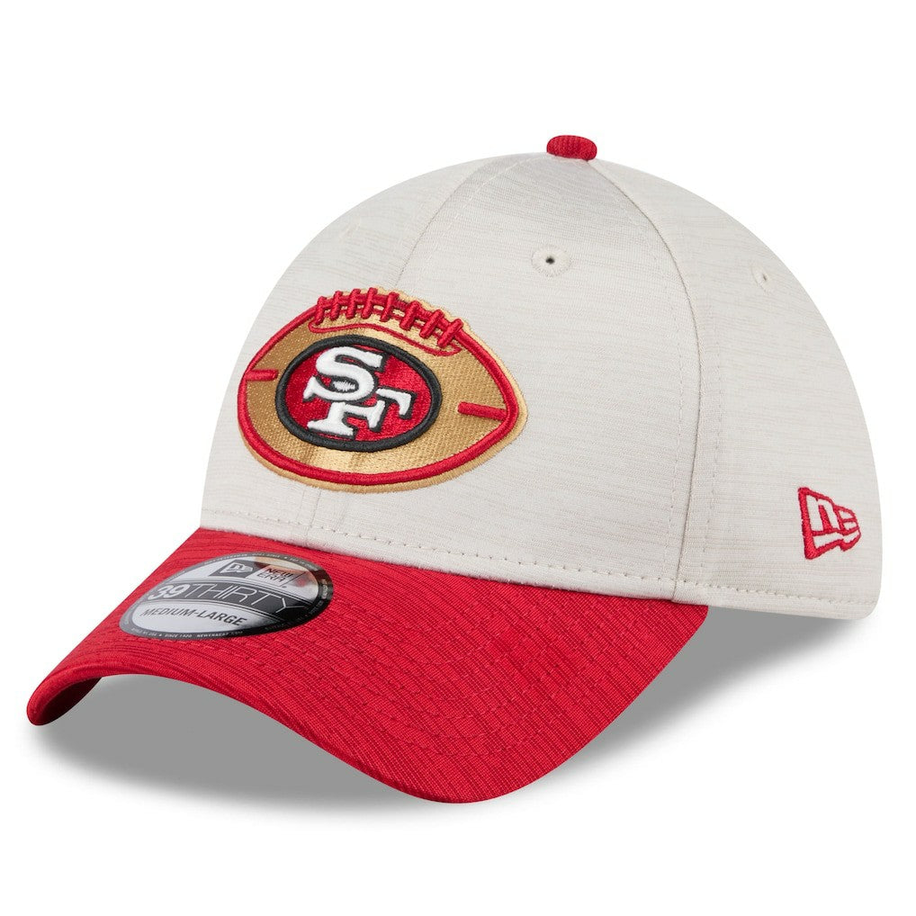 San Francisco 49ers New Era 2024 Sideline Historic 39THIRTY Flex Hat - Stone/Scarlet sale