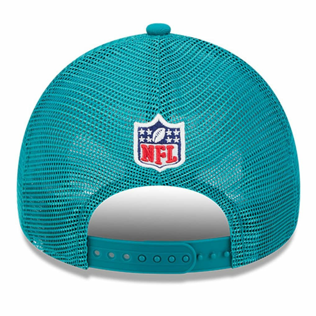 Miami Dolphins New Era 2024 Sideline Historic 9FORTY A-Frame Trucker Adjustable Hat - Stone/Aqua online