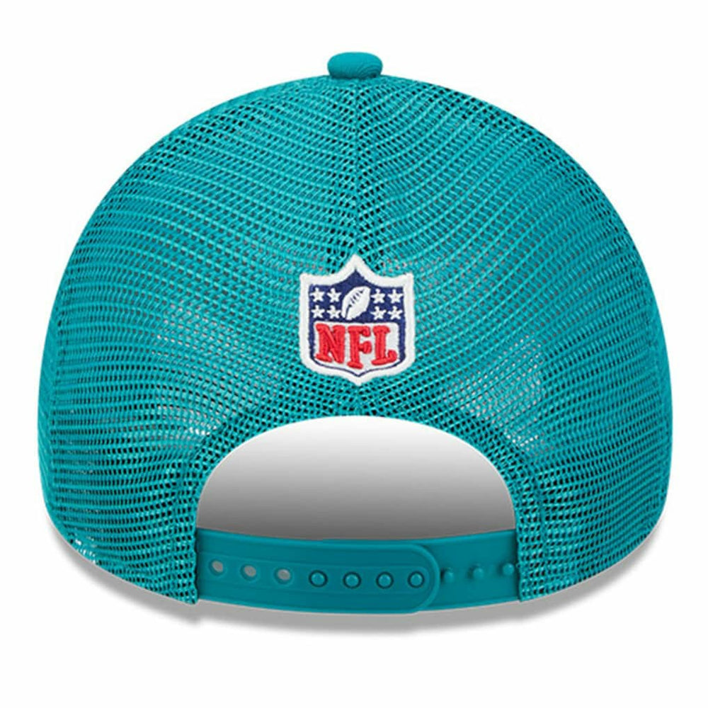 Miami Dolphins New Era 2024 Sideline Historic 9FORTY A-Frame Trucker Adjustable Hat - Stone/Aqua online