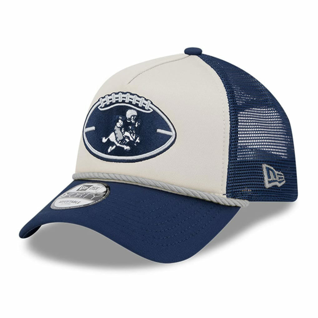 Dallas Cowboys New Era 2024 Sideline Historic 9FORTY A-Frame Trucker Adjustable Hat - Stone/Navy cheap