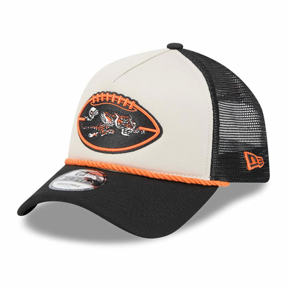 Cincinnati Bengals New Era 2024 Sideline Historic 9FORTY A-Frame Trucker Adjustable Hat - Stone/Black online