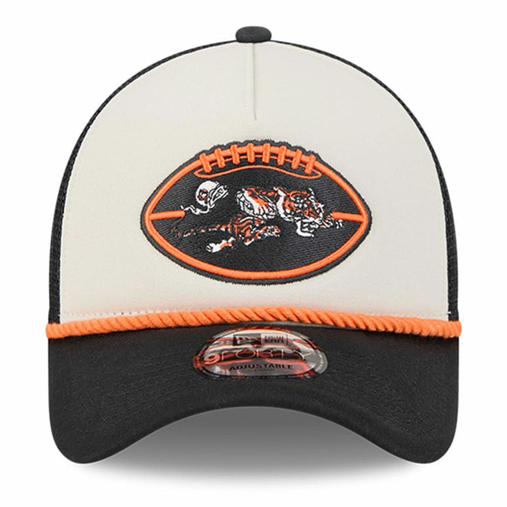 Cincinnati Bengals New Era 2024 Sideline Historic 9FORTY A-Frame Trucker Adjustable Hat - Stone/Black online
