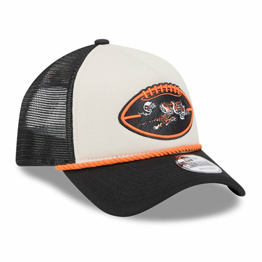 Cincinnati Bengals New Era 2024 Sideline Historic 9FORTY A-Frame Trucker Adjustable Hat - Stone/Black online