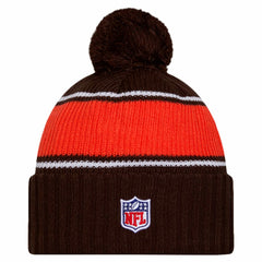 Cleveland Browns New Era 2024 Sideline Cuffed Knit Hat with Pom - Brown on sale
