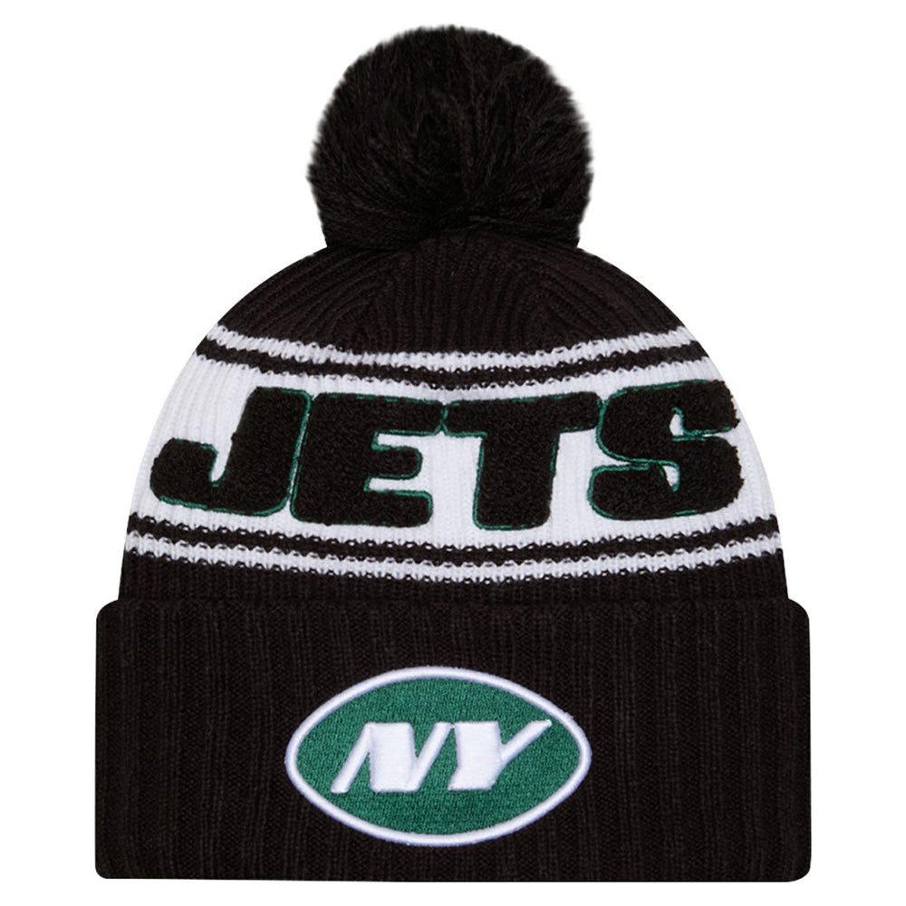 New York Jets New Era 2024 Sideline Cuffed Knit Hat with Pom - Black online