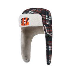 Cincinnati Bengals New Era Sideline Plaid Sherpa Trapper Hat - Black on sale