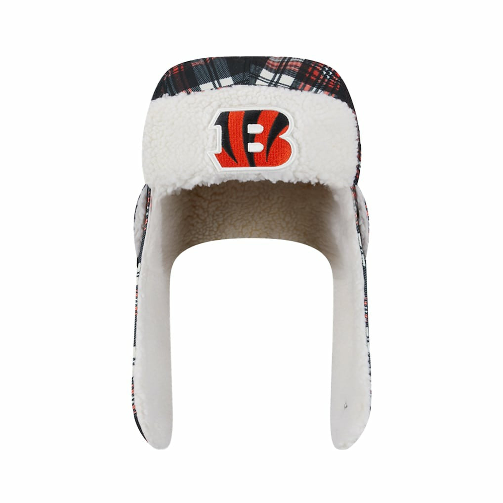 Cincinnati Bengals New Era Sideline Plaid Sherpa Trapper Hat - Black on sale