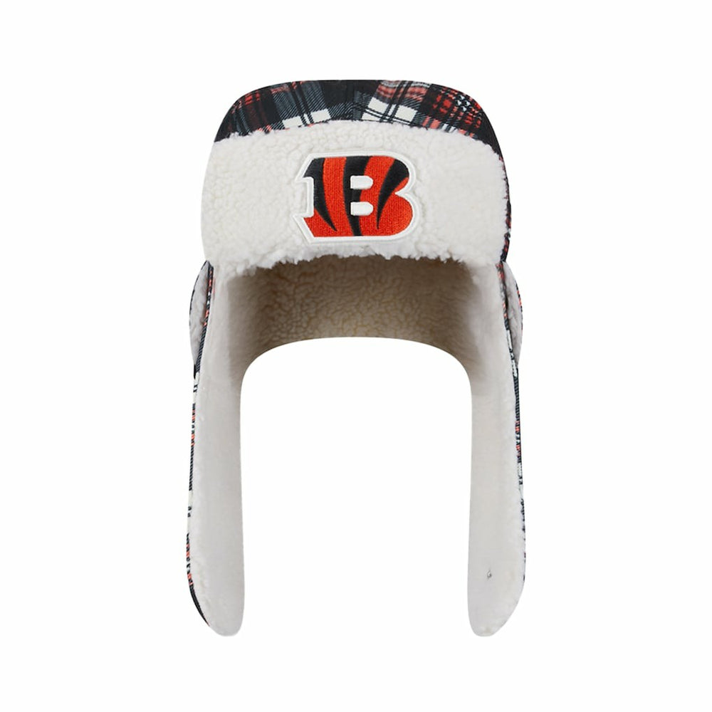 Cincinnati Bengals New Era Sideline Plaid Sherpa Trapper Hat - Black on sale