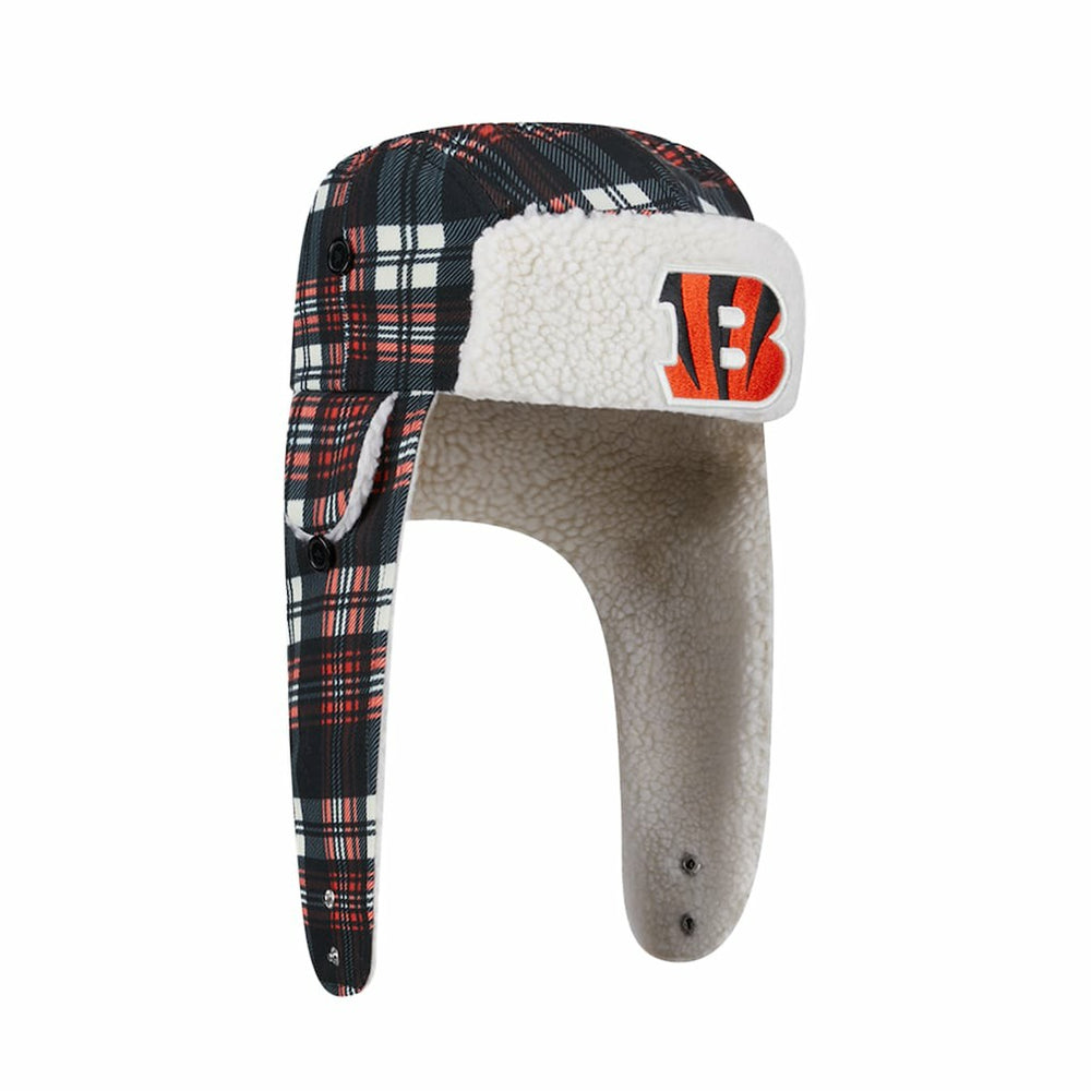Cincinnati Bengals New Era Sideline Plaid Sherpa Trapper Hat - Black on sale
