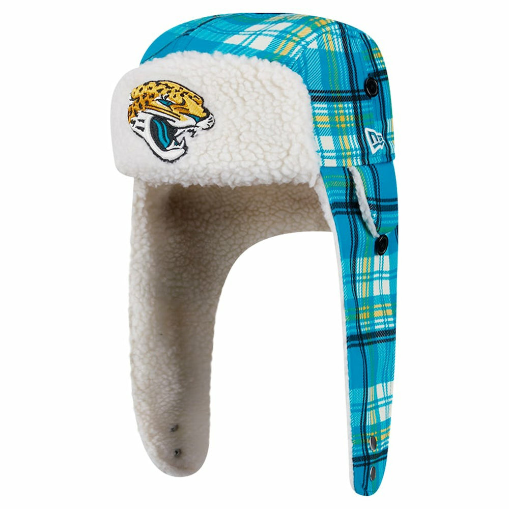 Jacksonville Jaguars New Era Sideline Plaid Sherpa Trapper Hat - Teal sale