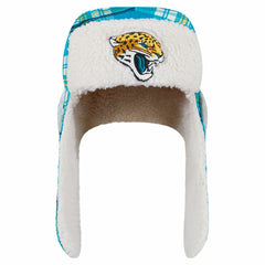 Jacksonville Jaguars New Era Sideline Plaid Sherpa Trapper Hat - Teal sale