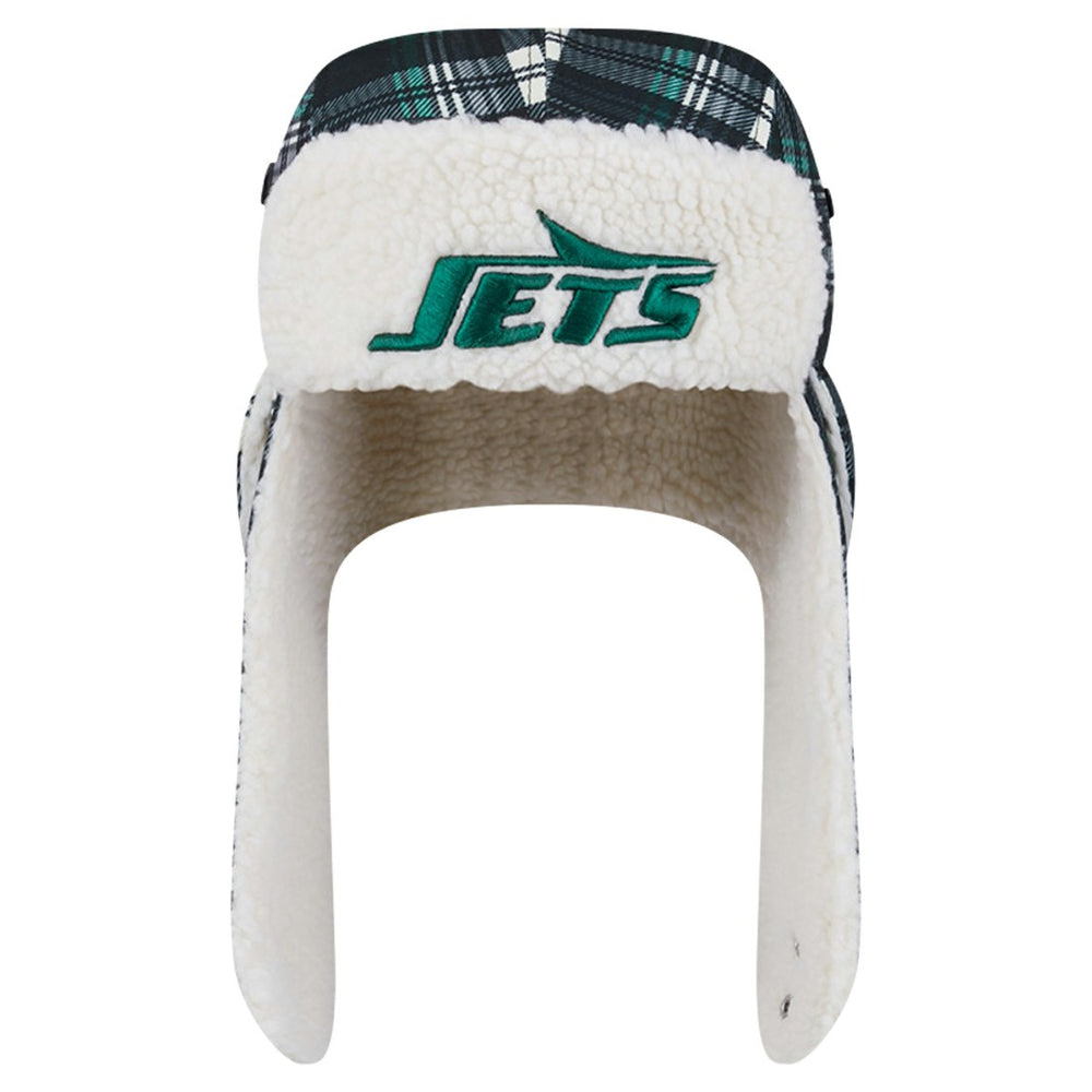 New York Jets New Era Sideline Plaid Sherpa Trapper Hat - Black for sale