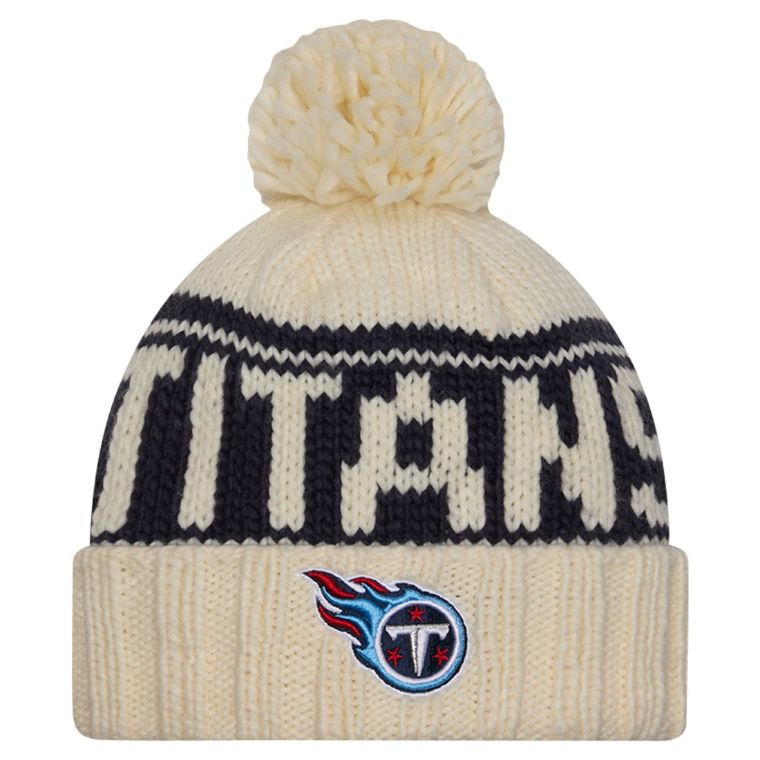 Tennessee Titans New Era Women's 2024 Sideline Cuffed Knit Hat with Pom - Cream discount