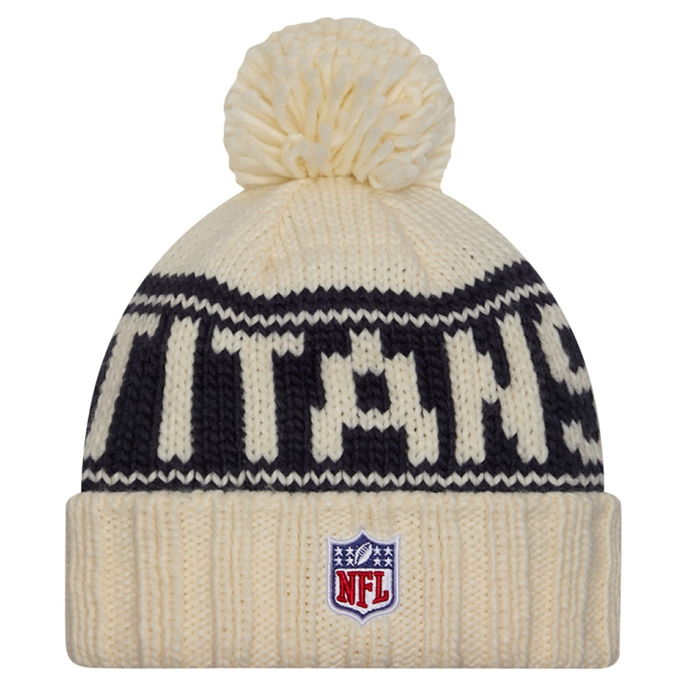 Tennessee Titans New Era Women's 2024 Sideline Cuffed Knit Hat with Pom - Cream discount