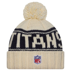 Tennessee Titans New Era Women's 2024 Sideline Cuffed Knit Hat with Pom - Cream discount