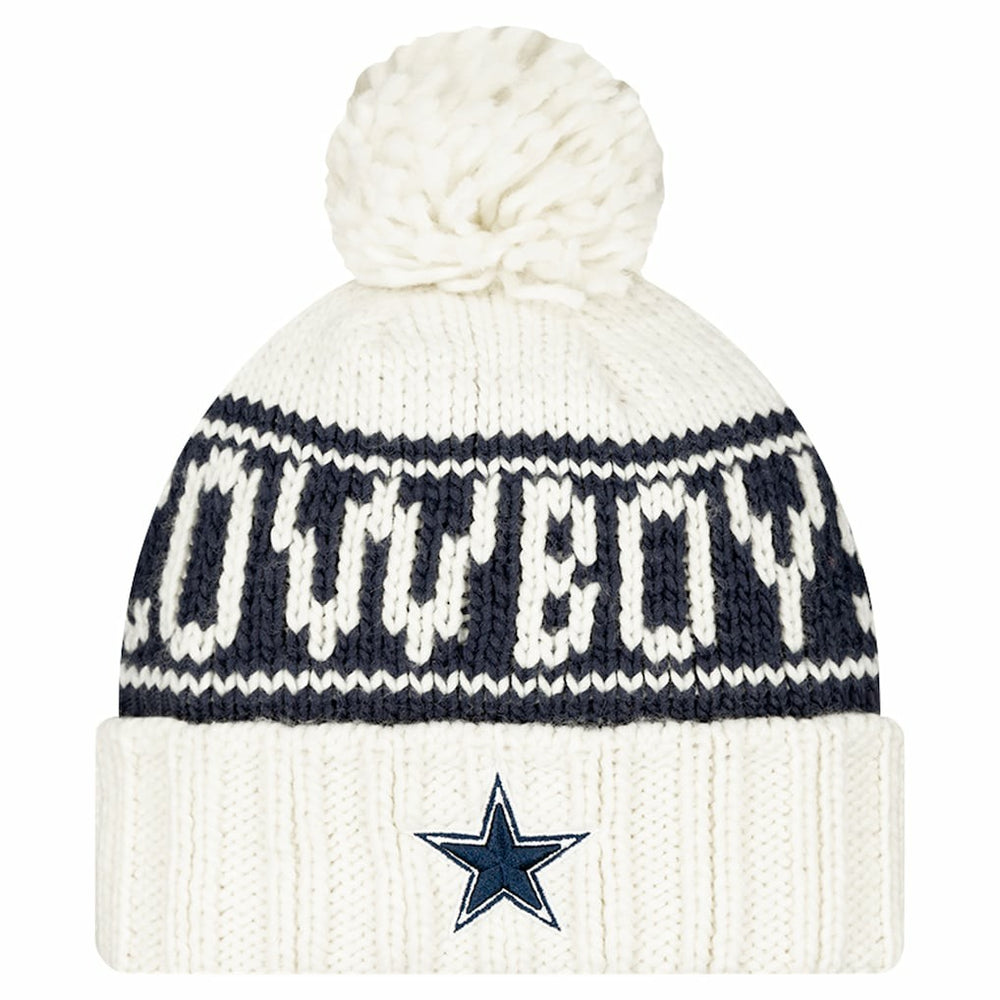 Dallas Cowboys New Era Women's 2024 Sideline Cuffed Knit Hat with Pom - White sale
