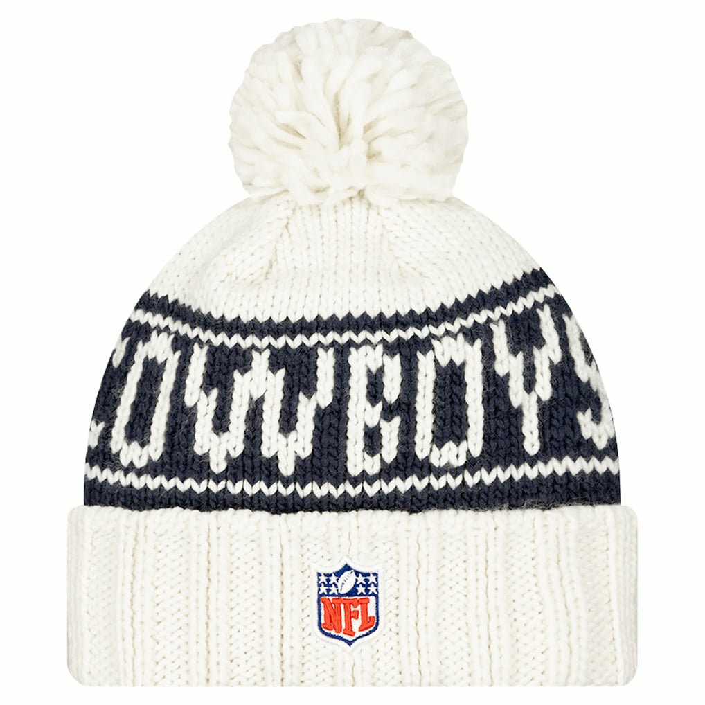 Dallas Cowboys New Era Women's 2024 Sideline Cuffed Knit Hat with Pom - White sale