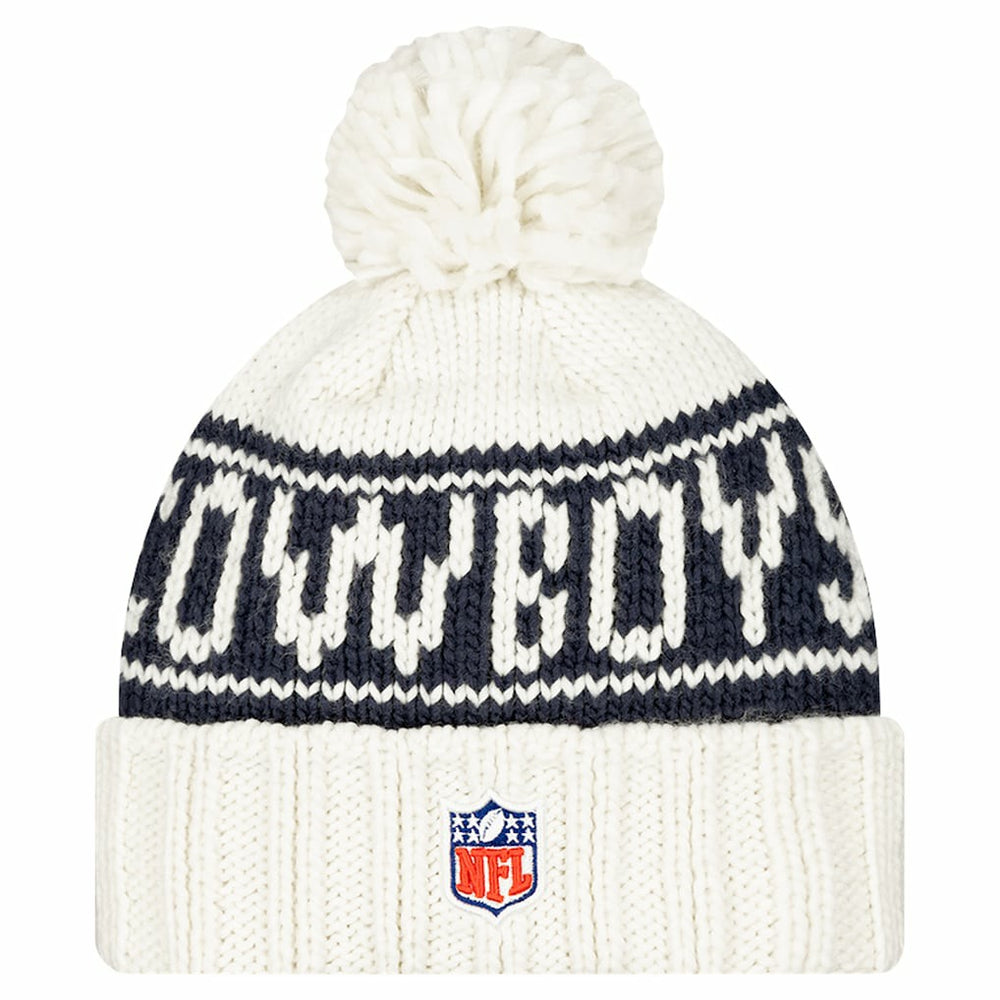 Dallas Cowboys New Era Women's 2024 Sideline Cuffed Knit Hat with Pom - White sale