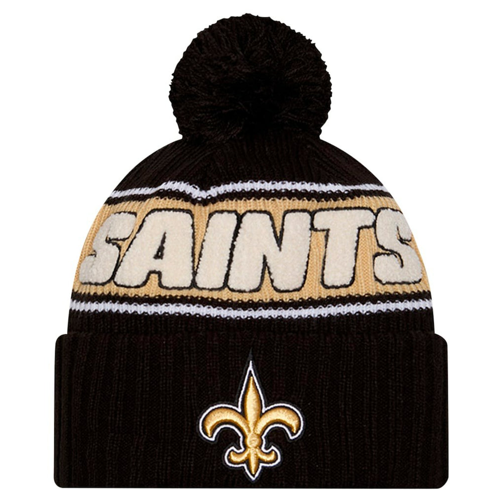 New Orleans Saints New Era Youth 2024 Sideline Sport Cuffed Knit Hat with Pom - Black discount