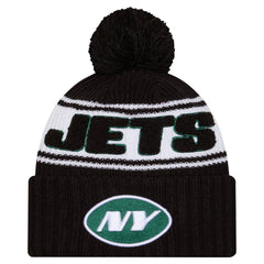 New York Jets New Era Youth 2024/25 Sideline Cuffed Knit Hat with Pom - Black discount