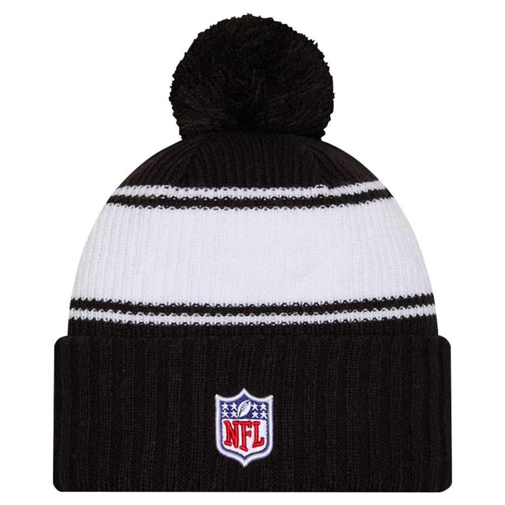 New York Jets New Era Youth 2024/25 Sideline Cuffed Knit Hat with Pom - Black discount