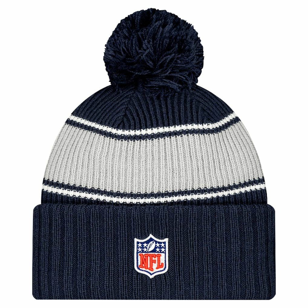 Dallas Cowboys New Era Youth 2024/25 Sideline Cuffed Knit Hat with Pom - Navy outlet
