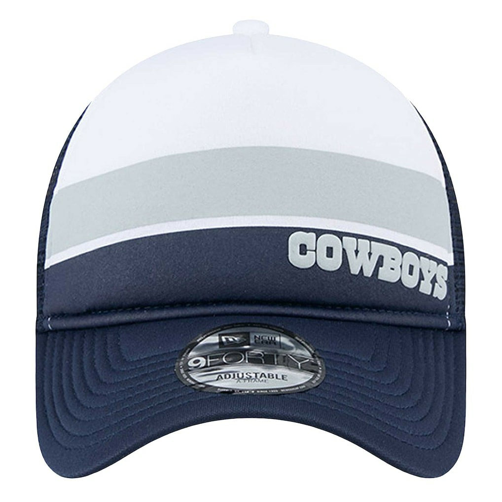 Dallas Cowboys New Era Sport Night Color Block 9FORTY A-Frame Trucker Adjustable Hat - White/Navy sale