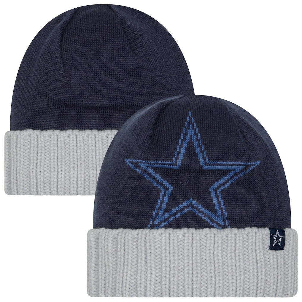 Dallas Cowboys New Era Oversize Cuffed Knit Hat - Navy/Gray for sale