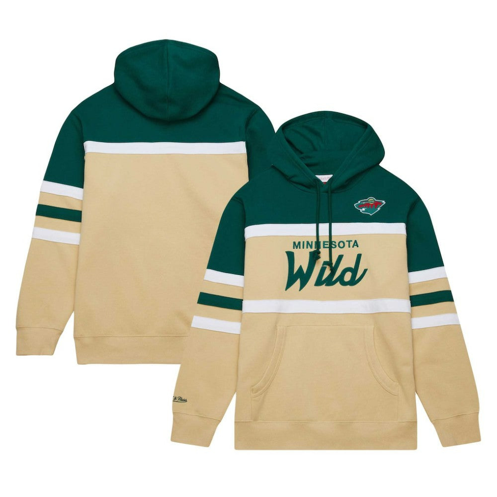 Minnesota Wild Mitchell & Ness Head Coach Pullover Hoodie - Cream/Green Hoodies