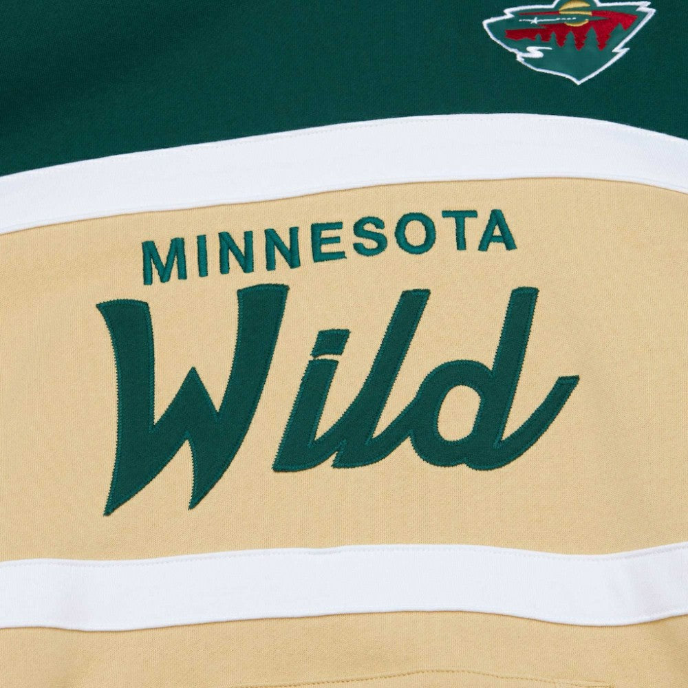 Minnesota Wild Mitchell & Ness Head Coach Pullover Hoodie - Cream/Green Hoodies