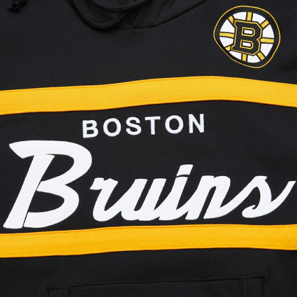 Boston Bruins Mitchell & Ness Head Coach Pullover Hoodie - Black Hoodies
