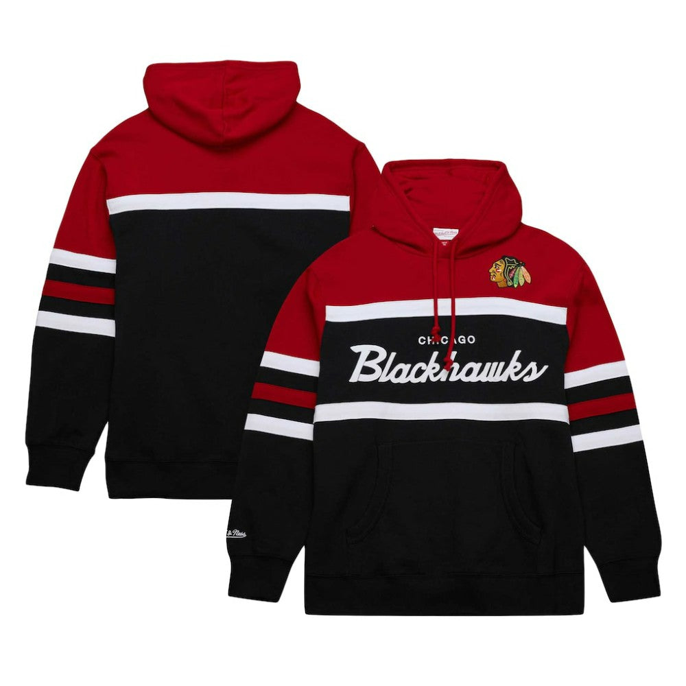 Chicago Blackhawks Mitchell & Ness Head Coach Pullover Hoodie - Black/Red Hoodies