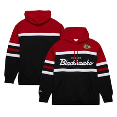 Chicago Blackhawks Mitchell & Ness Head Coach Pullover Hoodie - Black/Red Hoodies