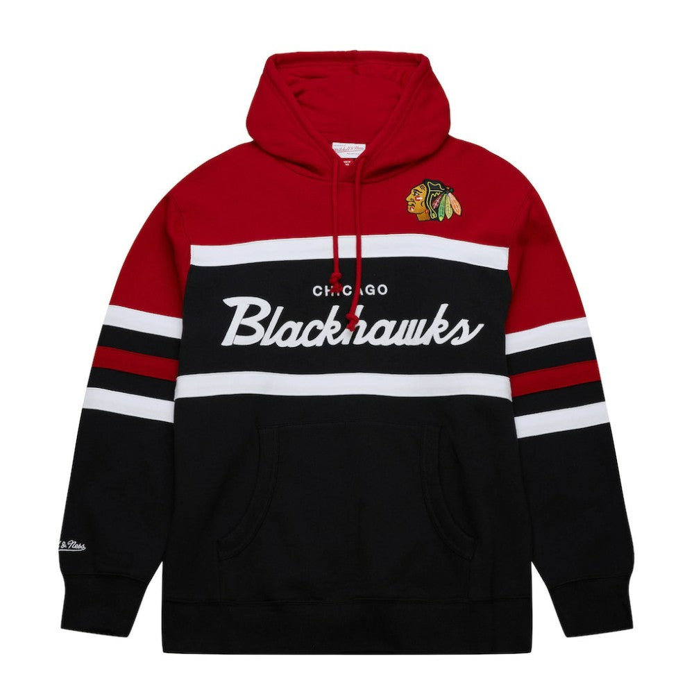 Chicago Blackhawks Mitchell & Ness Head Coach Pullover Hoodie - Black/Red Hoodies