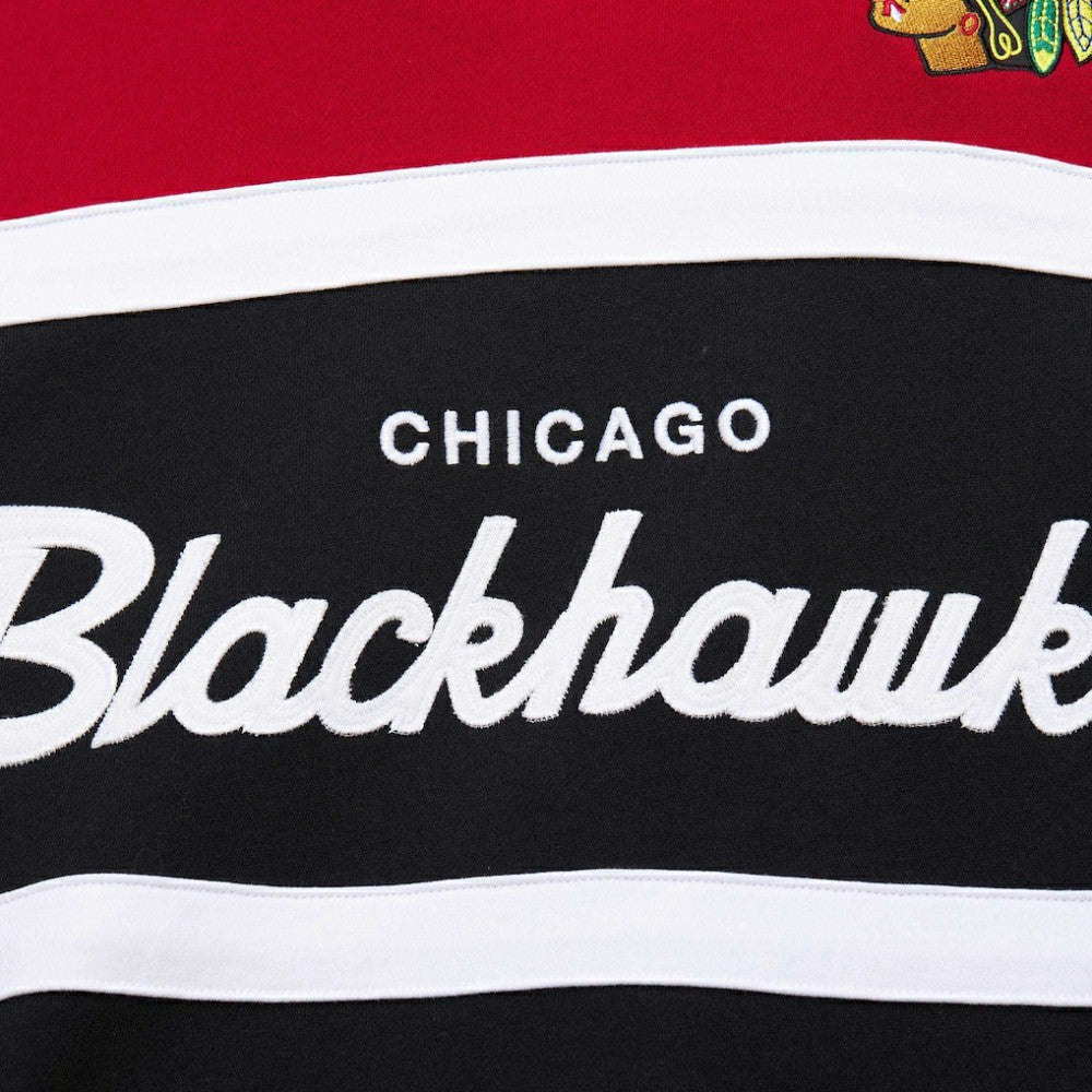 Chicago Blackhawks Mitchell & Ness Head Coach Pullover Hoodie - Black/Red Hoodies