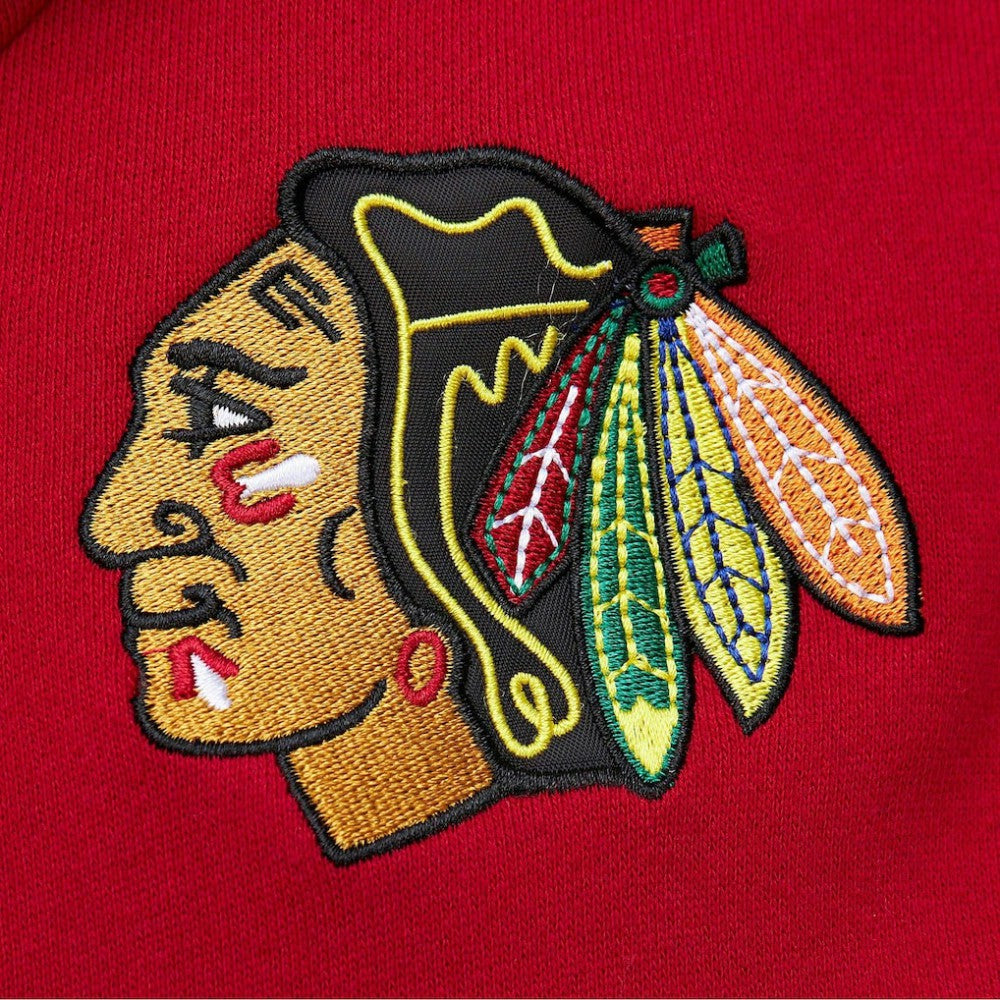 Chicago Blackhawks Mitchell & Ness Head Coach Pullover Hoodie - Black/Red Hoodies