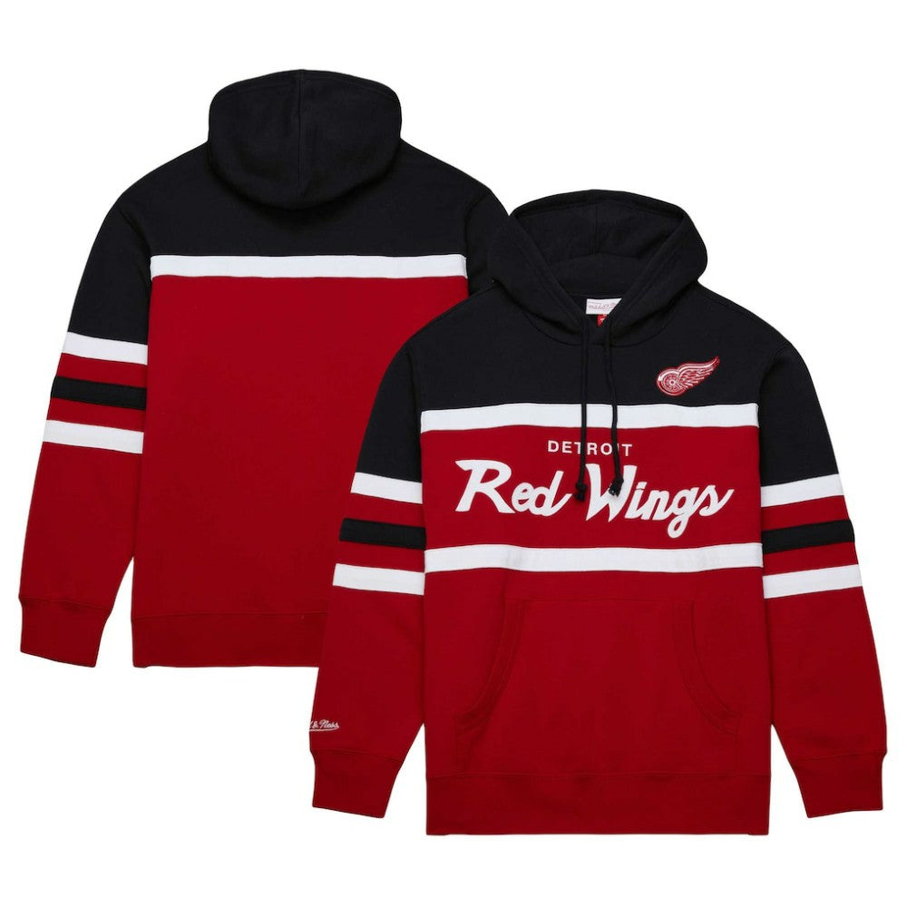 Detroit Red Wings Mitchell & Ness Head Coach Pullover Hoodie - Red/Black Hoodies