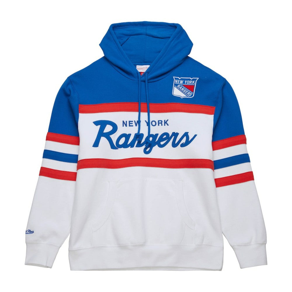 New York Rangers Mitchell & Ness Head Coach Pullover Hoodie - White/Blue Hoodies