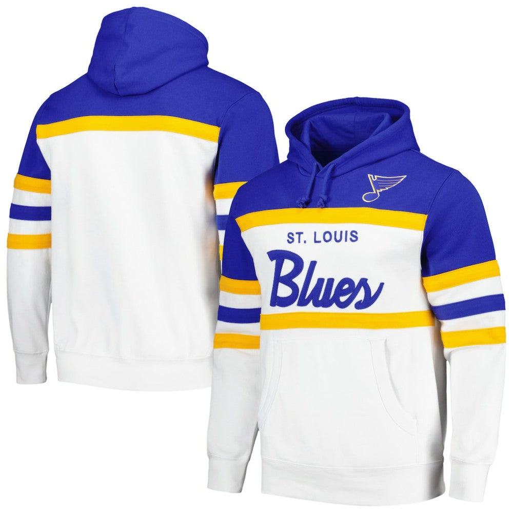 St. Louis Blues Mitchell & Ness Head Coach Pullover Hoodie - White/Blue Hoodies