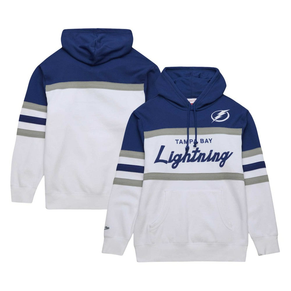 Tampa Bay Lightning Mitchell & Ness Head Coach Pullover Hoodie - White/Blue Hoodies