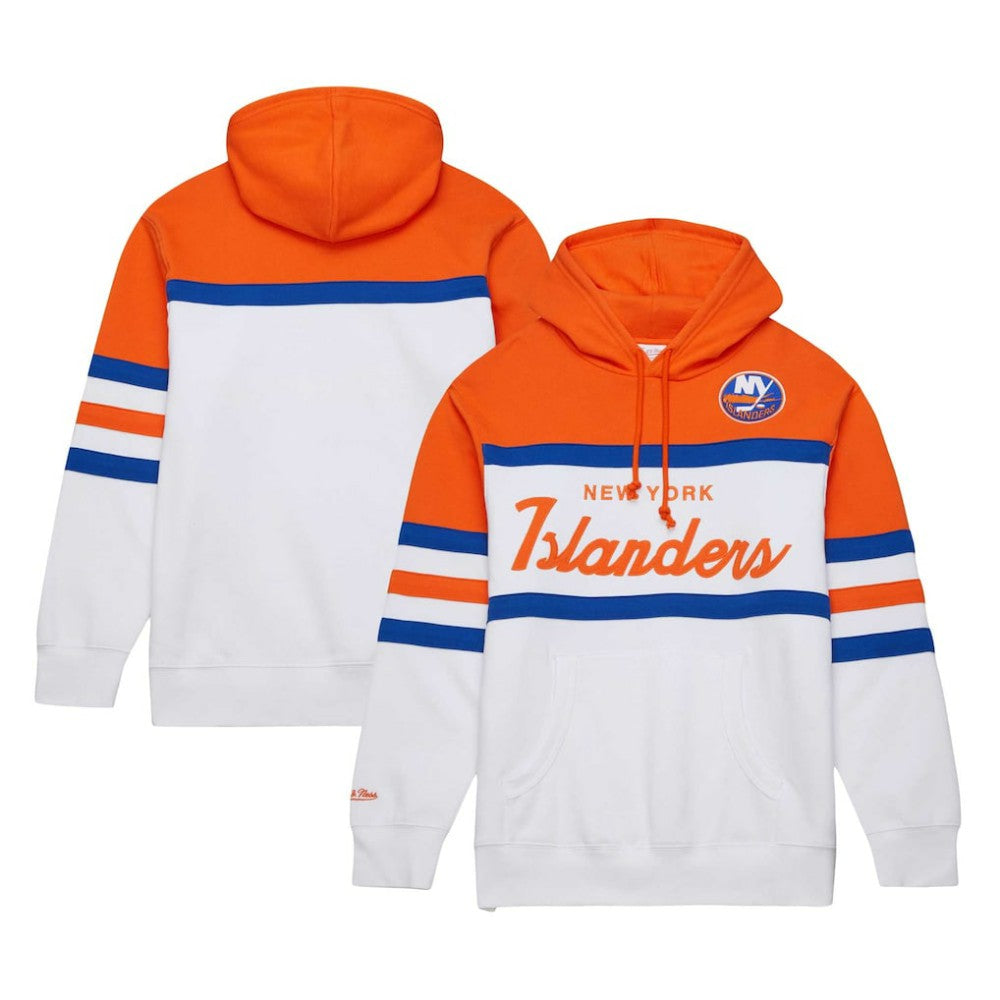 New York Islanders Mitchell & Ness Head Coach Pullover Hoodie - White/Orange Hoodies