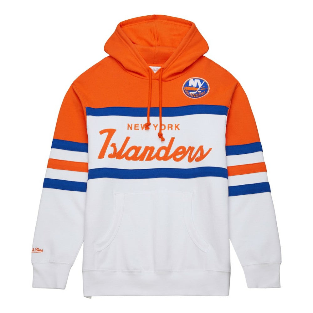 New York Islanders Mitchell & Ness Head Coach Pullover Hoodie - White/Orange Hoodies