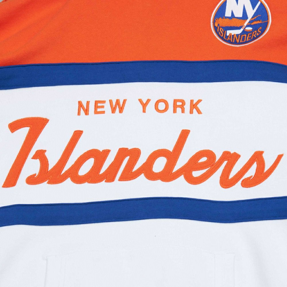 New York Islanders Mitchell & Ness Head Coach Pullover Hoodie - White/Orange Hoodies