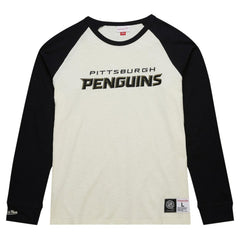Pittsburgh Penguins Mitchell & Ness Legendary Slub Vintage Raglan Long Sleeve T-Shirt - Cream T-shirts