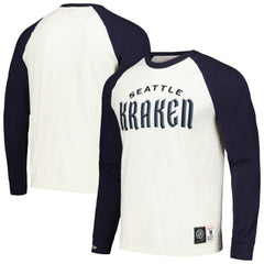 Seattle Kraken Mitchell & Ness Legendary Slub Vintage Raglan Long Sleeve T-Shirt - Cream T-shirts
