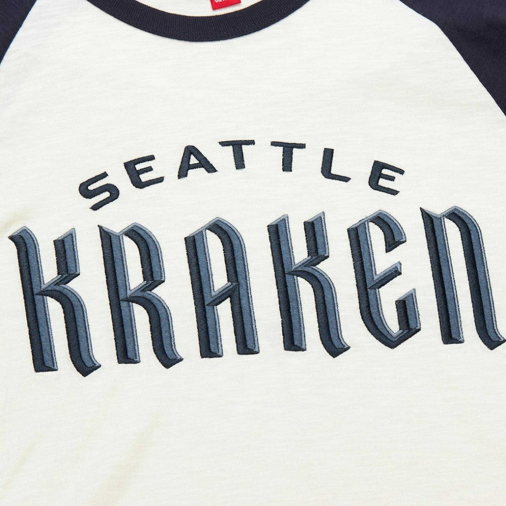 Seattle Kraken Mitchell & Ness Legendary Slub Vintage Raglan Long Sleeve T-Shirt - Cream T-shirts